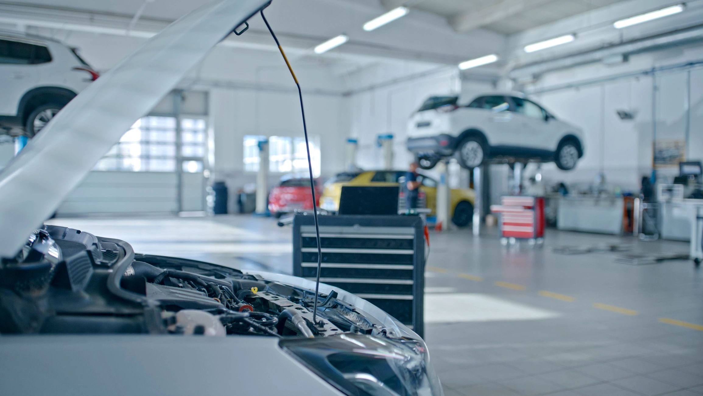 fleet vehicles at service garage