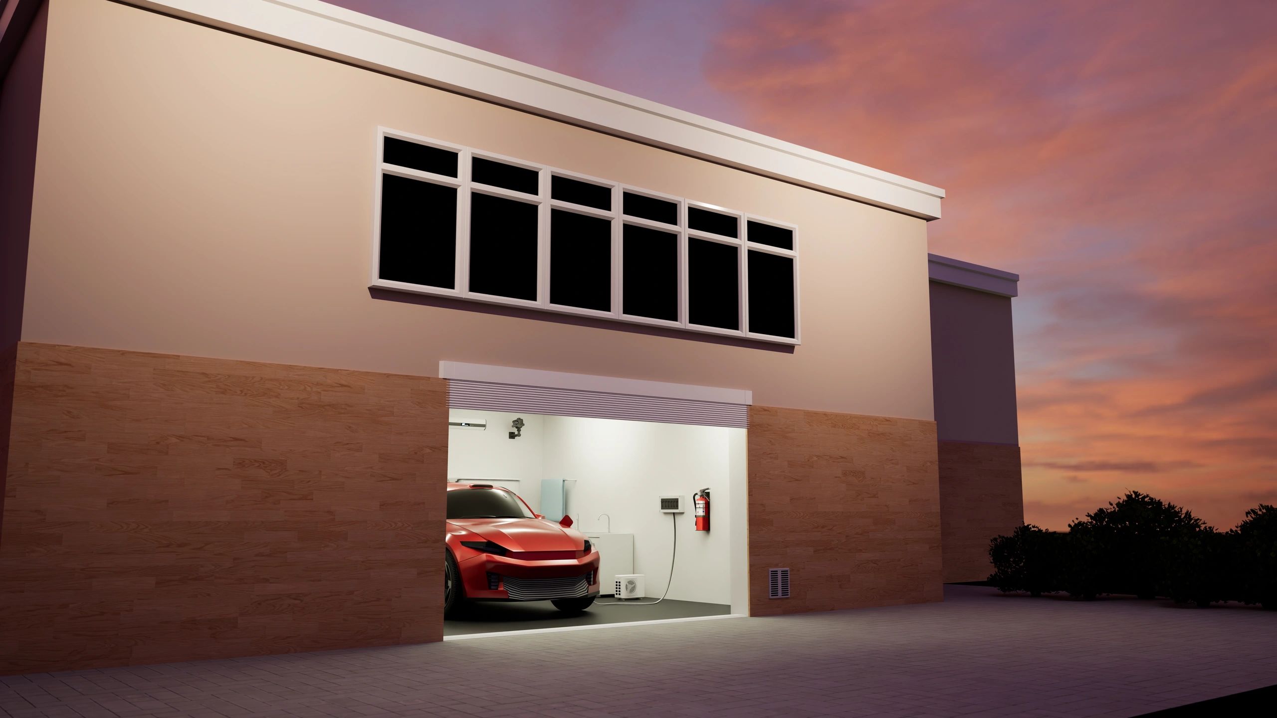 modern automotive garage exterior map